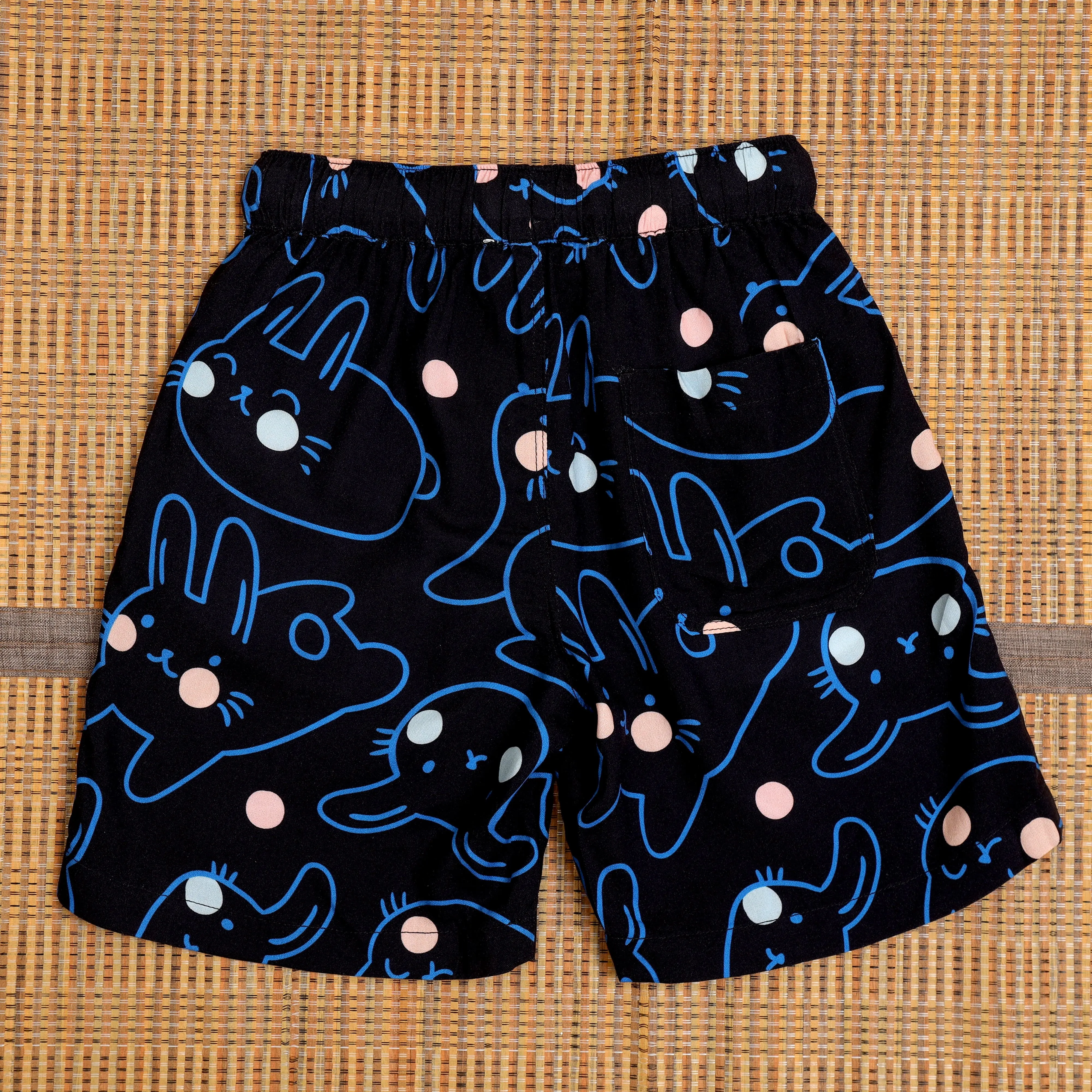 Boys Cat Printed Short Black Blue