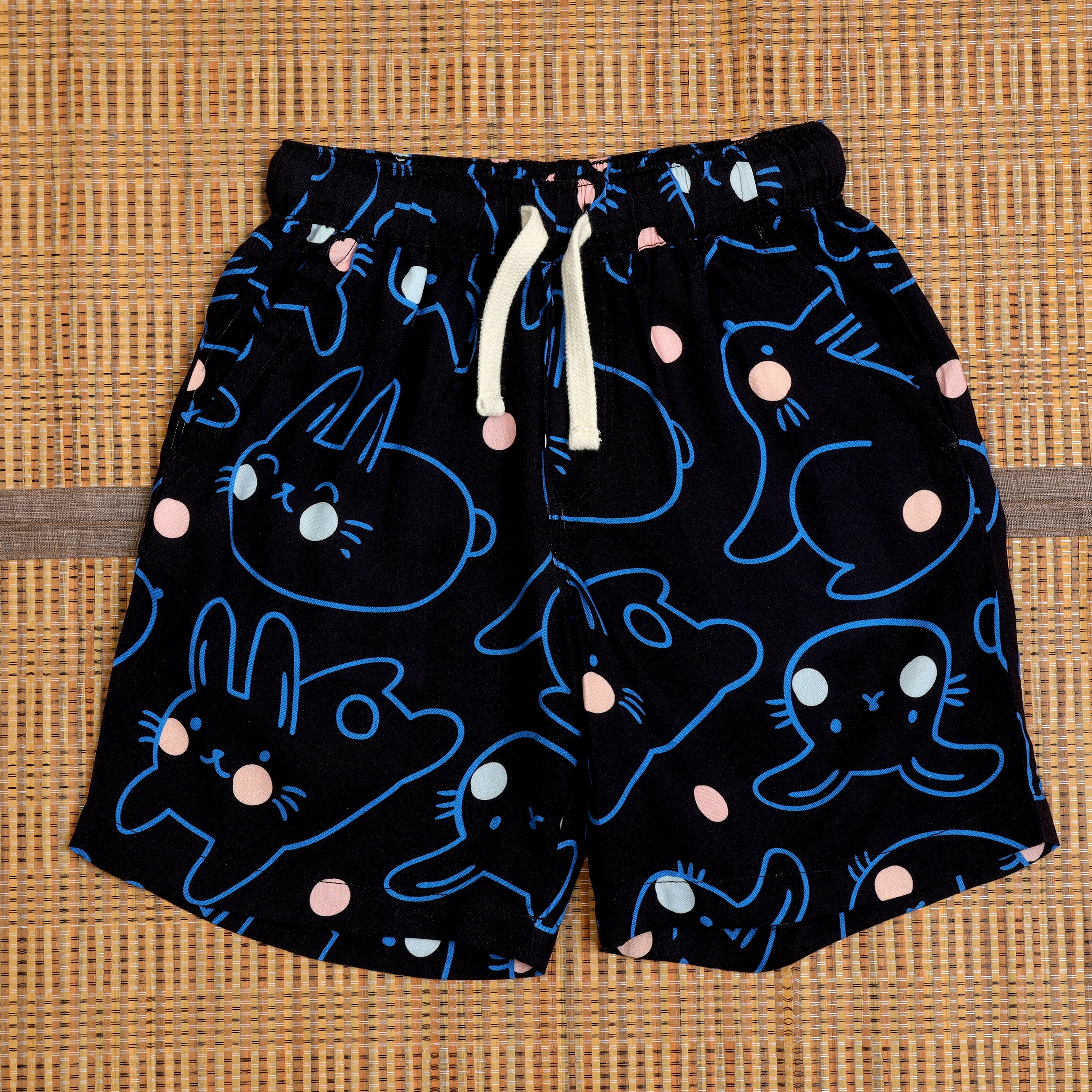 Boys Cat Printed Short Black Blue