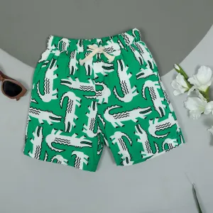Boys Crocodile Printed Short Bright Green