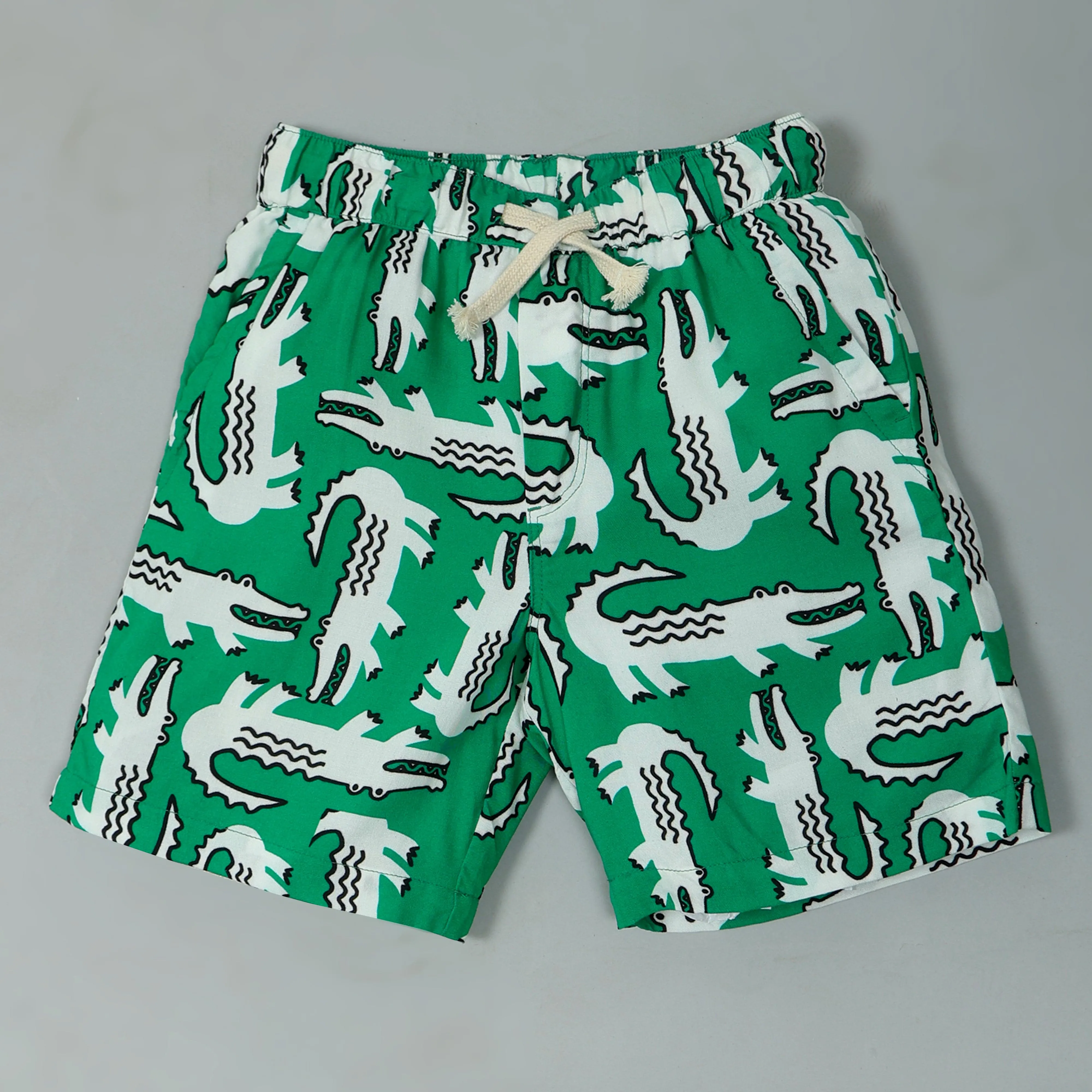 Boys Crocodile Printed Short Bright Green