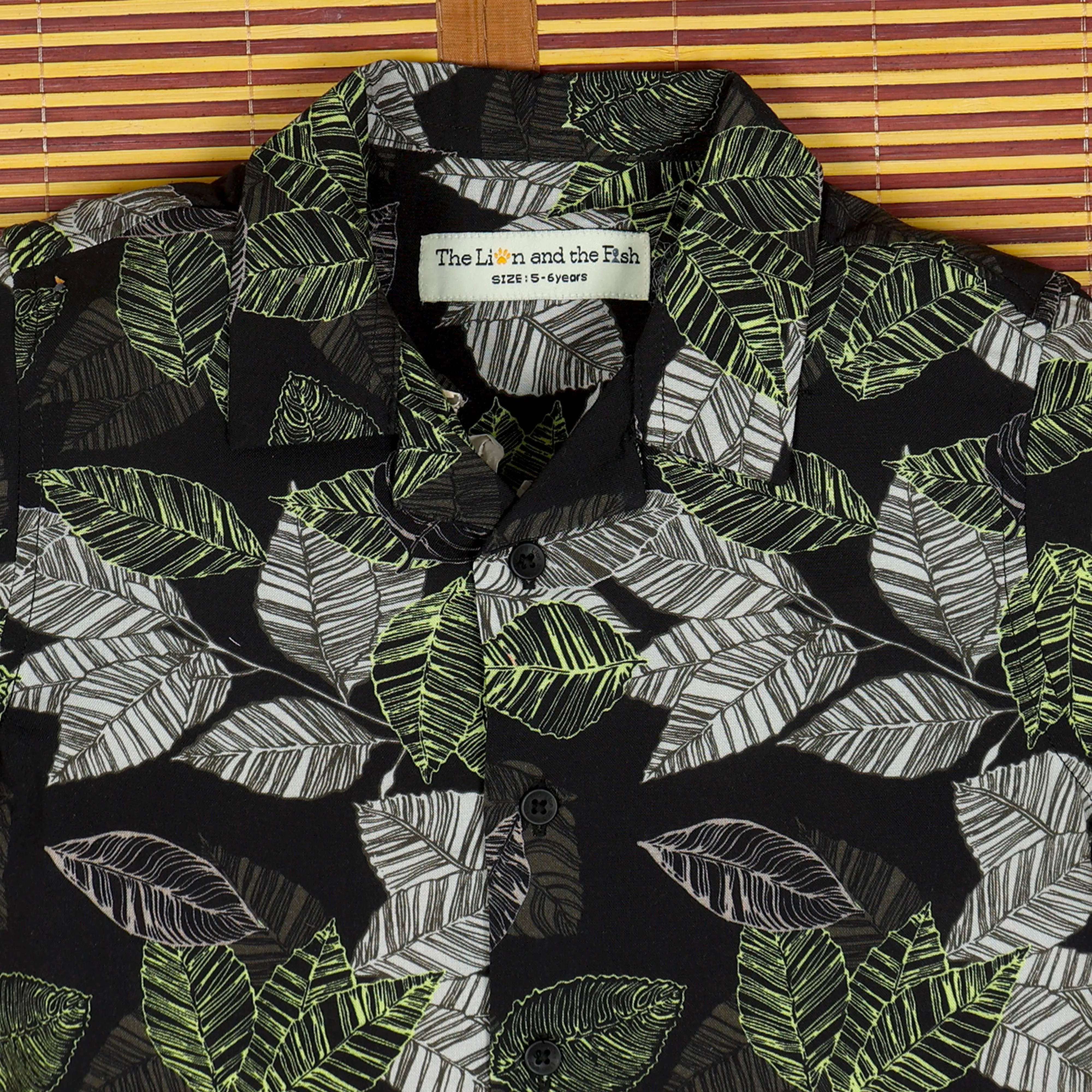 Boys Electric Leaf Printed Short Midnight Yellow