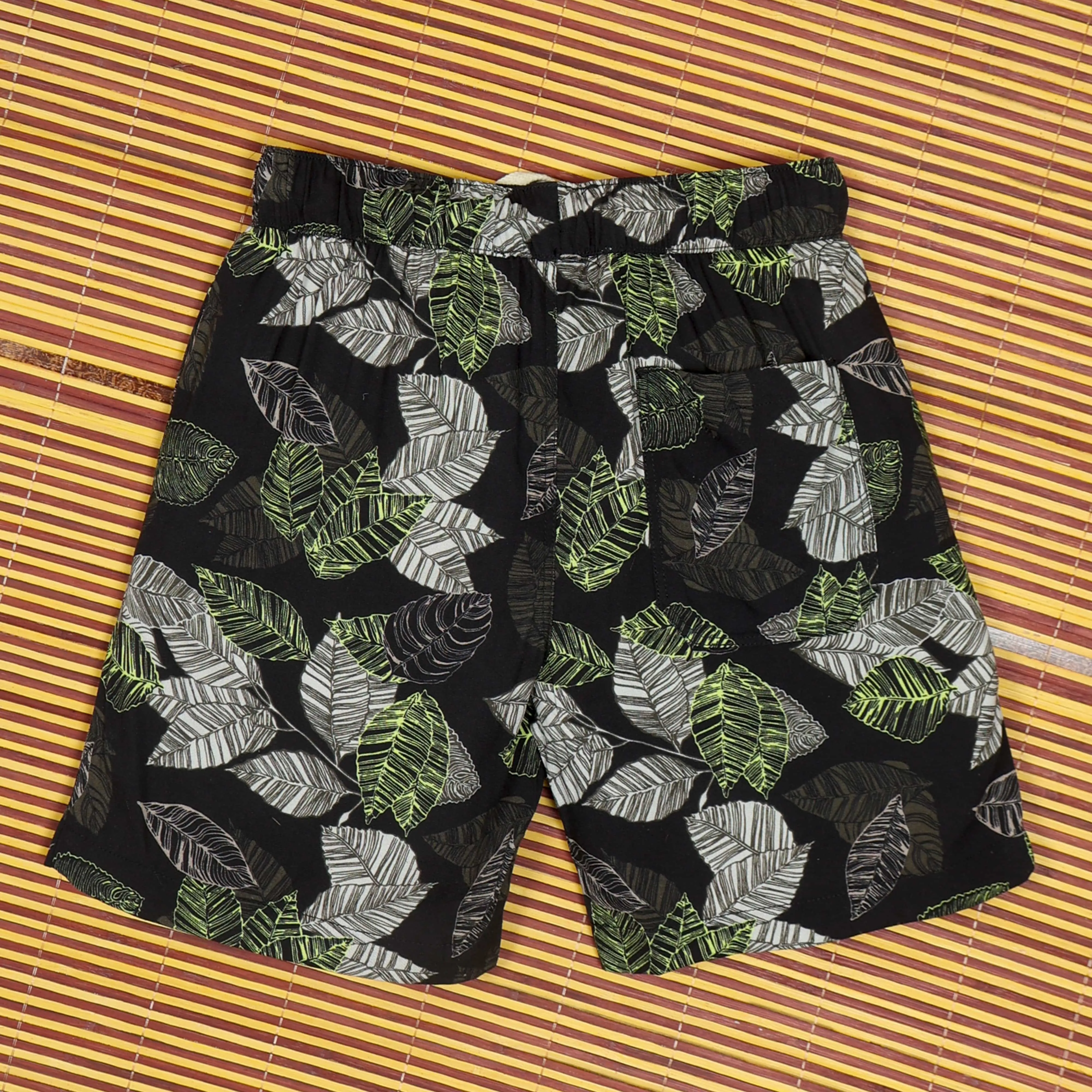Boys Electric Leaf Printed Short Midnight Yellow