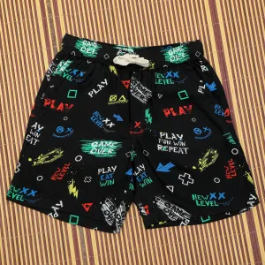 Boys Game Print Short Midnight Black