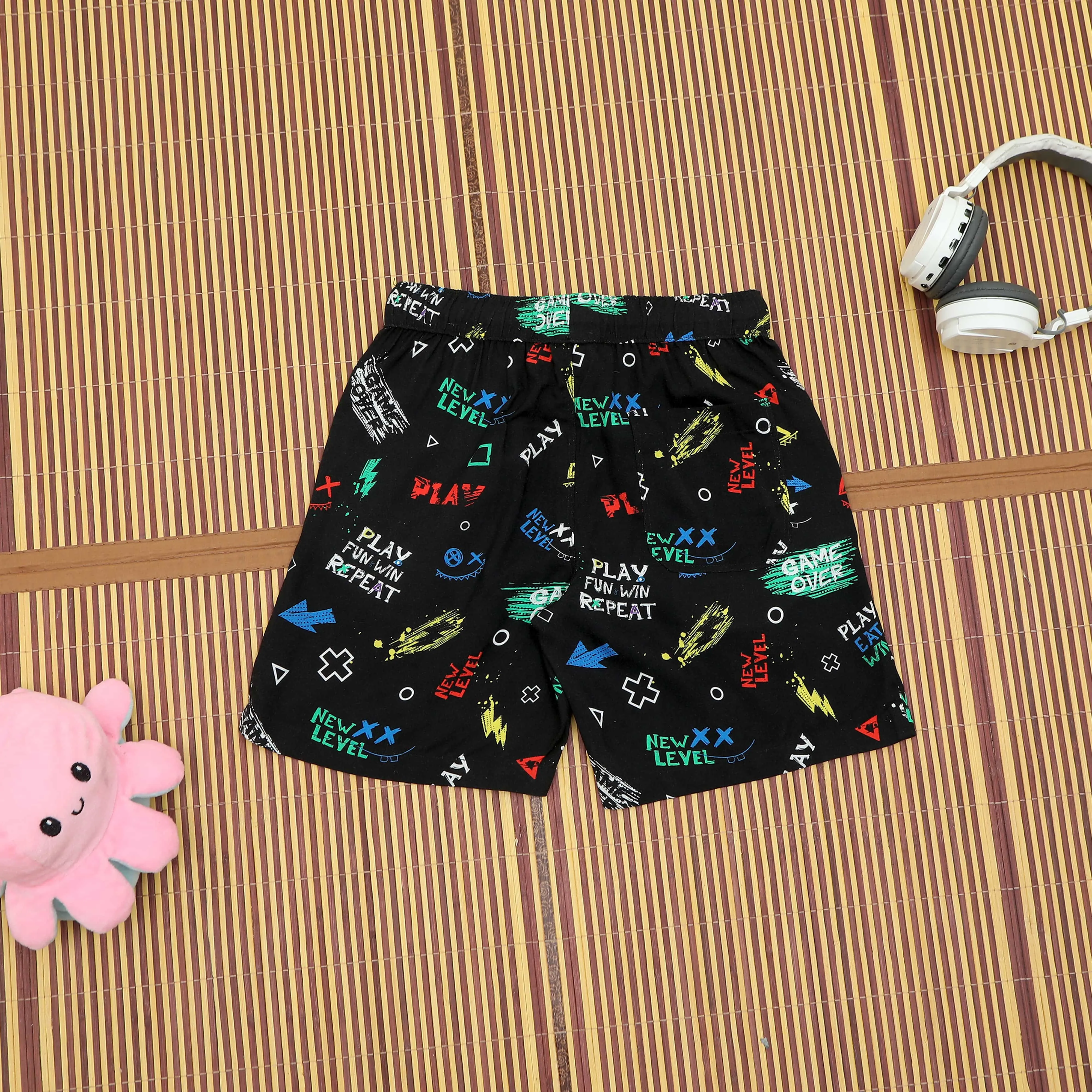 Boys Game Print Short Midnight Black