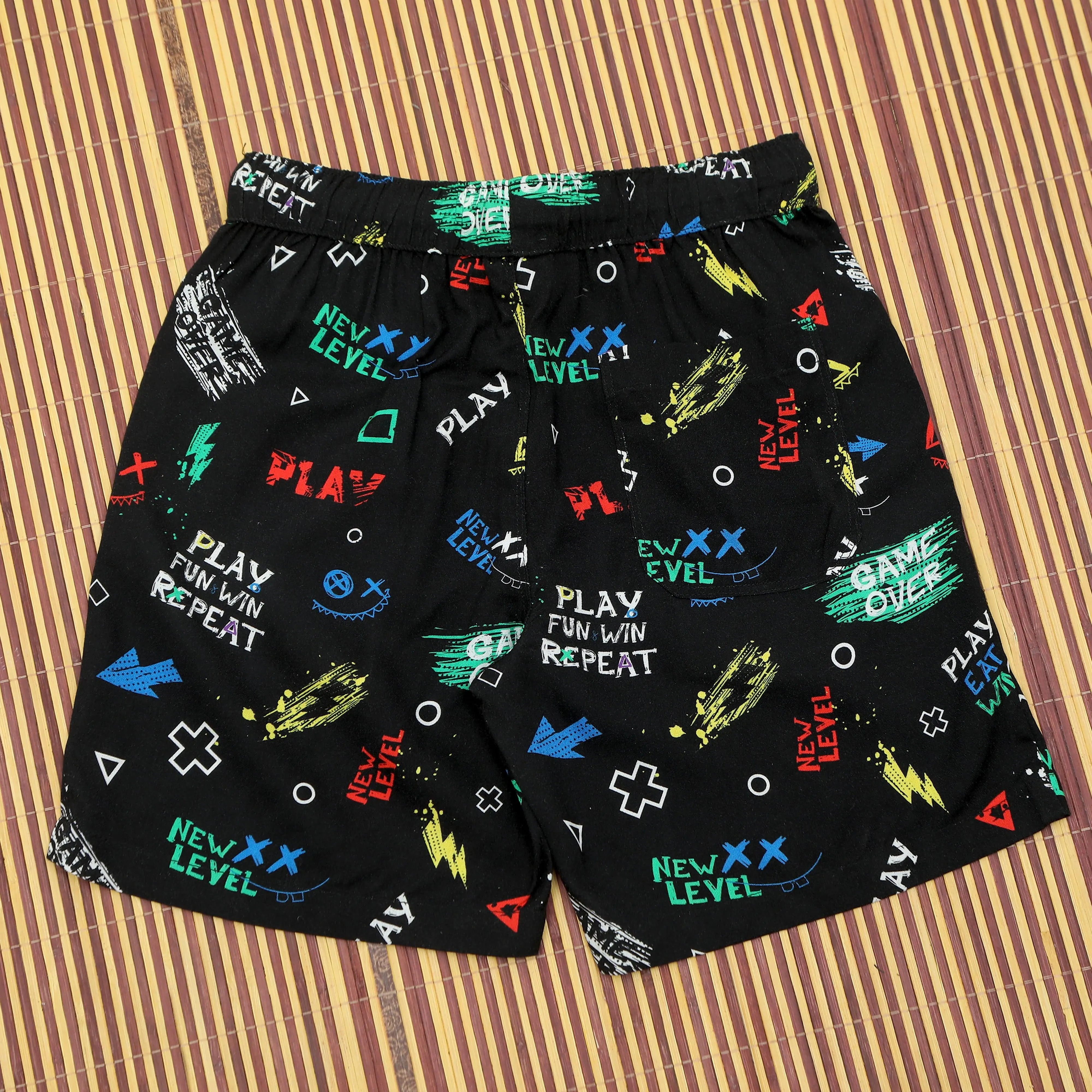 Boys Game Print Short Midnight Black