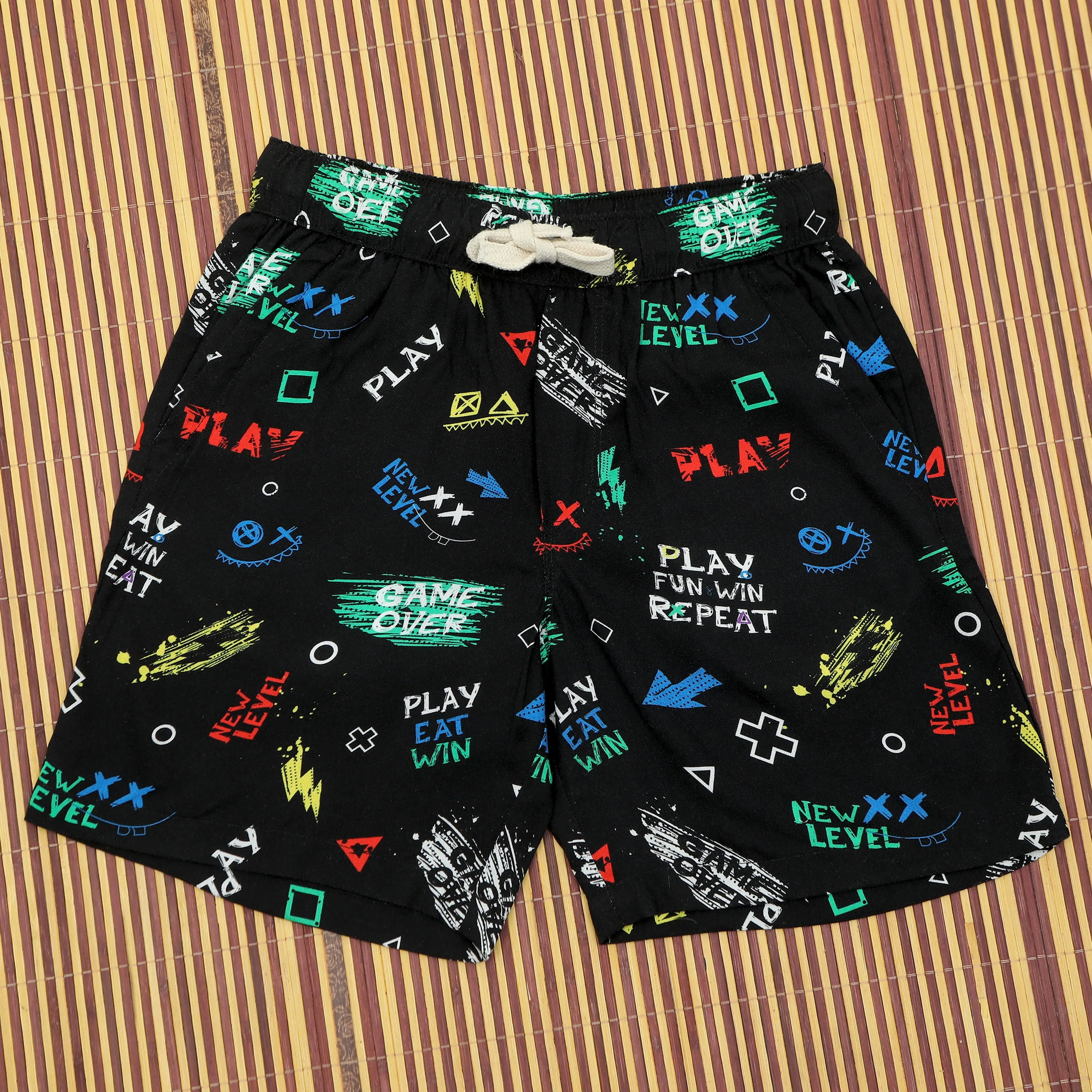 Boys Game Print Short Midnight Black