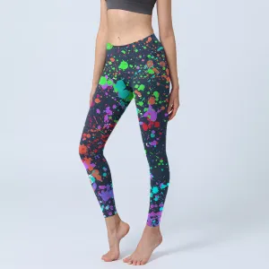 Buddha Stones Black Splash Ink Print Exercise Leggings Women's Yoga Pants