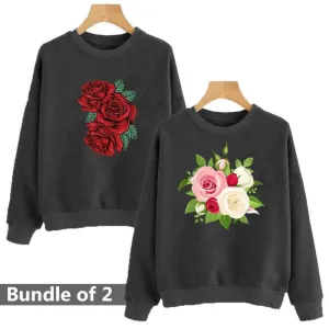 Bundle of 2 Black Floral Printed Sweat Shirts