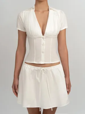 Celeste V-Neckline Pleating Blouse