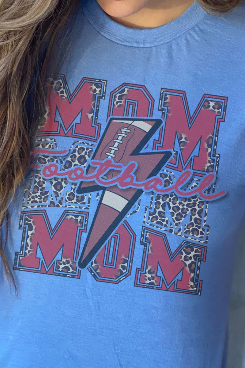 Cheetah Stacked Football Mom Red Unisex Poly-Rich Blend Tee