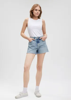 Cherry Light Blue Denim Jean Shorts