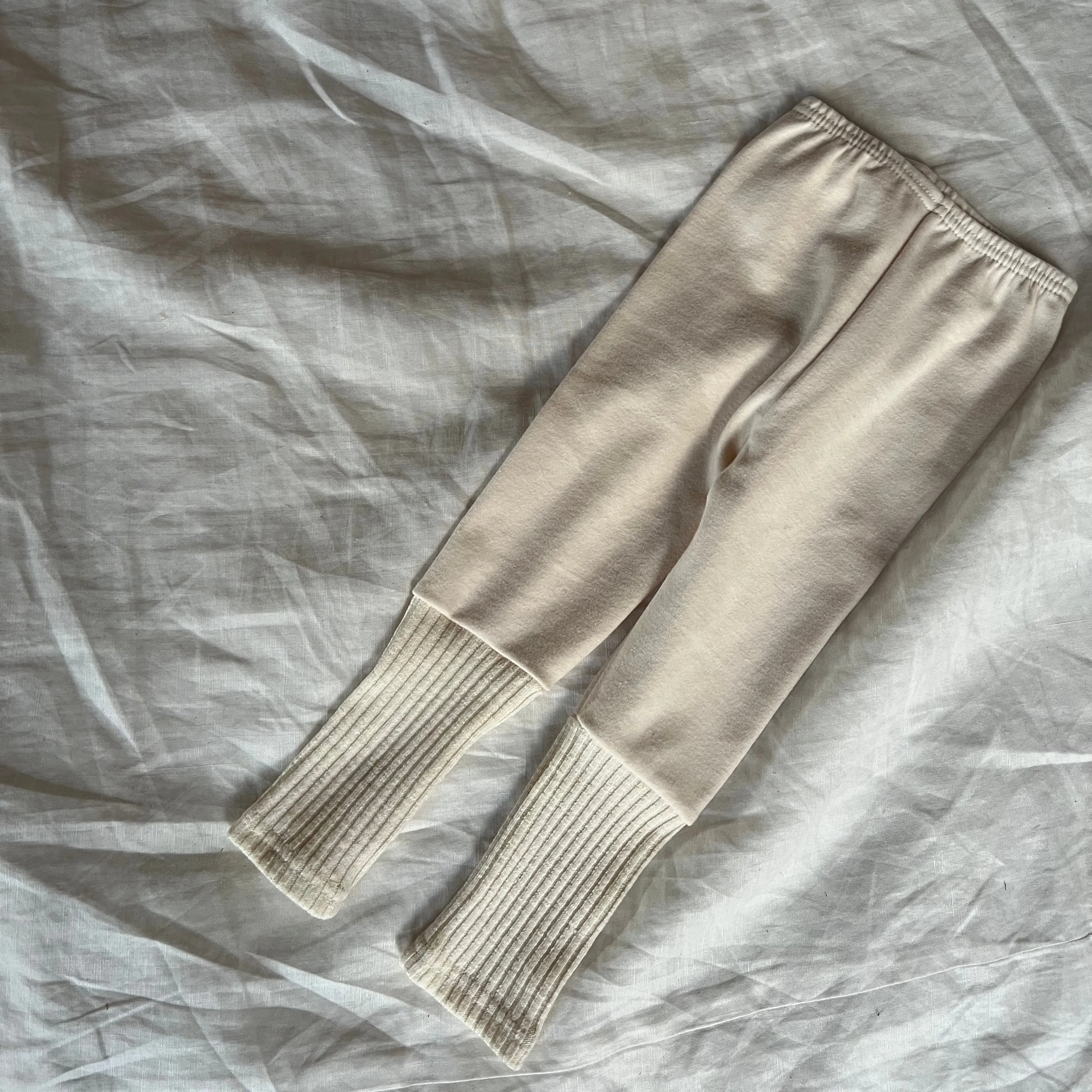 Chewy Rib Contrast Leggings- Ivory