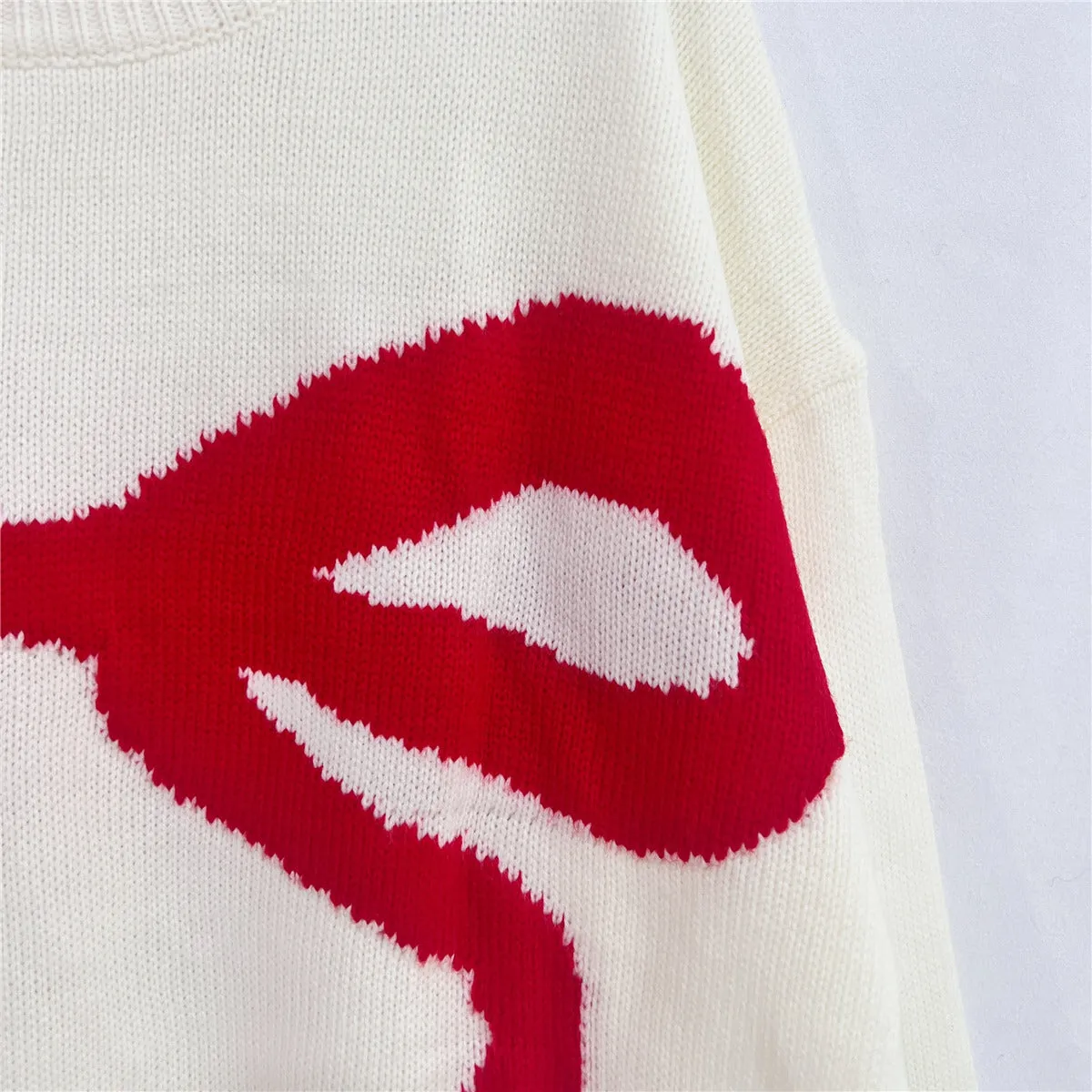 Christmas Bow Knit Crew Sweater