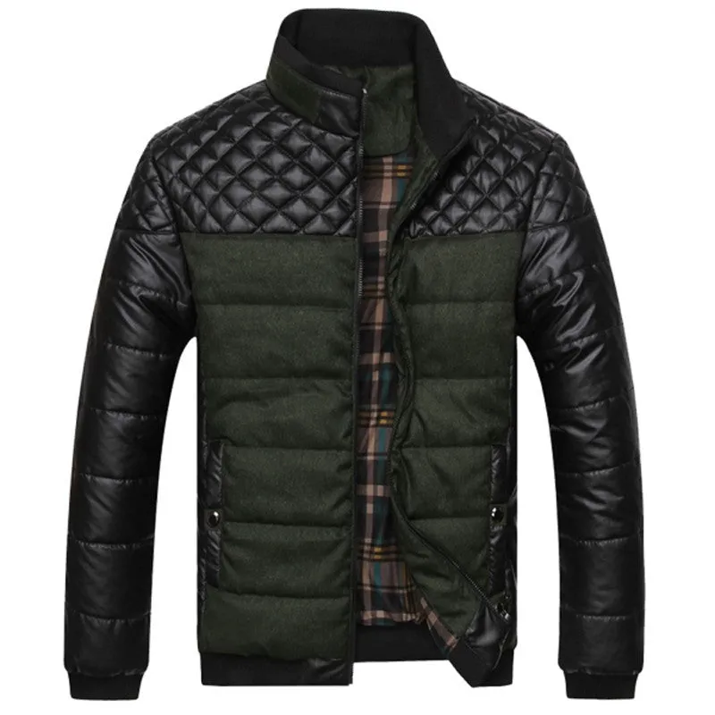 Classic Men Fashion Warm Jackets Plus Size L-4XL Patchwork Plaid Design Young Man Casaul Winter Coats, EDA0116