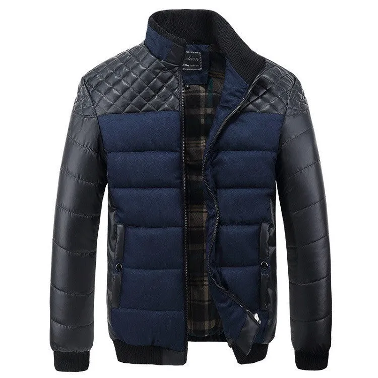Classic Men Fashion Warm Jackets Plus Size L-4XL Patchwork Plaid Design Young Man Casaul Winter Coats, EDA0116
