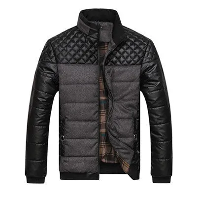 Classic Men Fashion Warm Jackets Plus Size L-4XL Patchwork Plaid Design Young Man Casaul Winter Coats, EDA0116