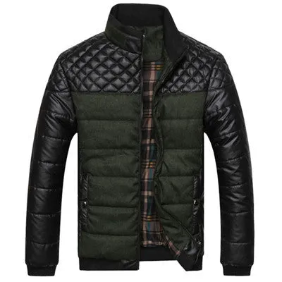 Classic Men Fashion Warm Jackets Plus Size L-4XL Patchwork Plaid Design Young Man Casaul Winter Coats, EDA0116