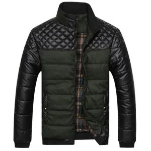 Classic Men Fashion Warm Jackets Plus Size L-4XL Patchwork Plaid Design Young Man Casaul Winter Coats, EDA0116