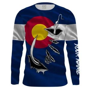 Colorado Flag 3D Fish hook UPF 30  Custom Men Long Sleeve performance Fishing Shirts - HPW49