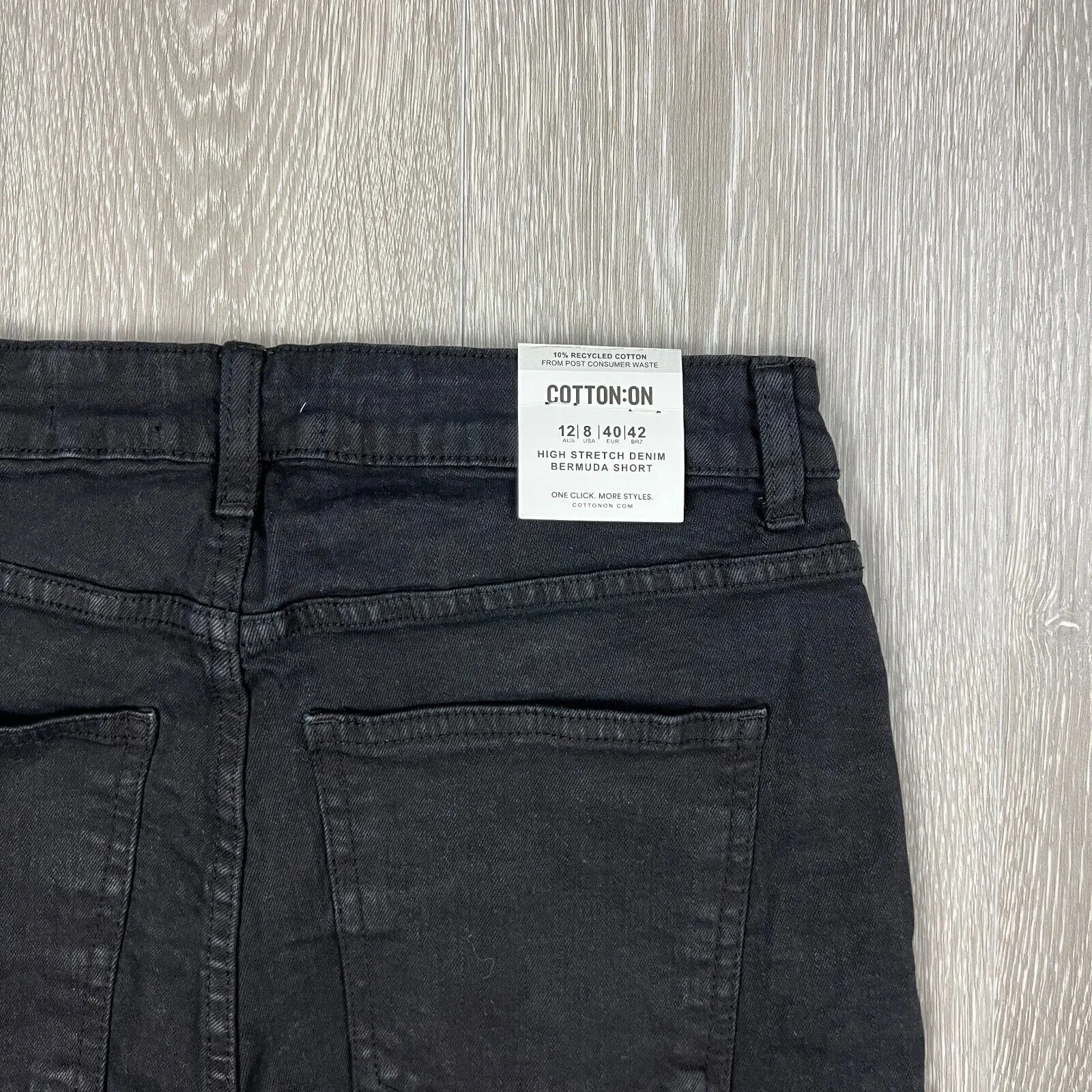 Cotton On Womens Black High Stretch Denim Bermuda Short Size 12 (New)