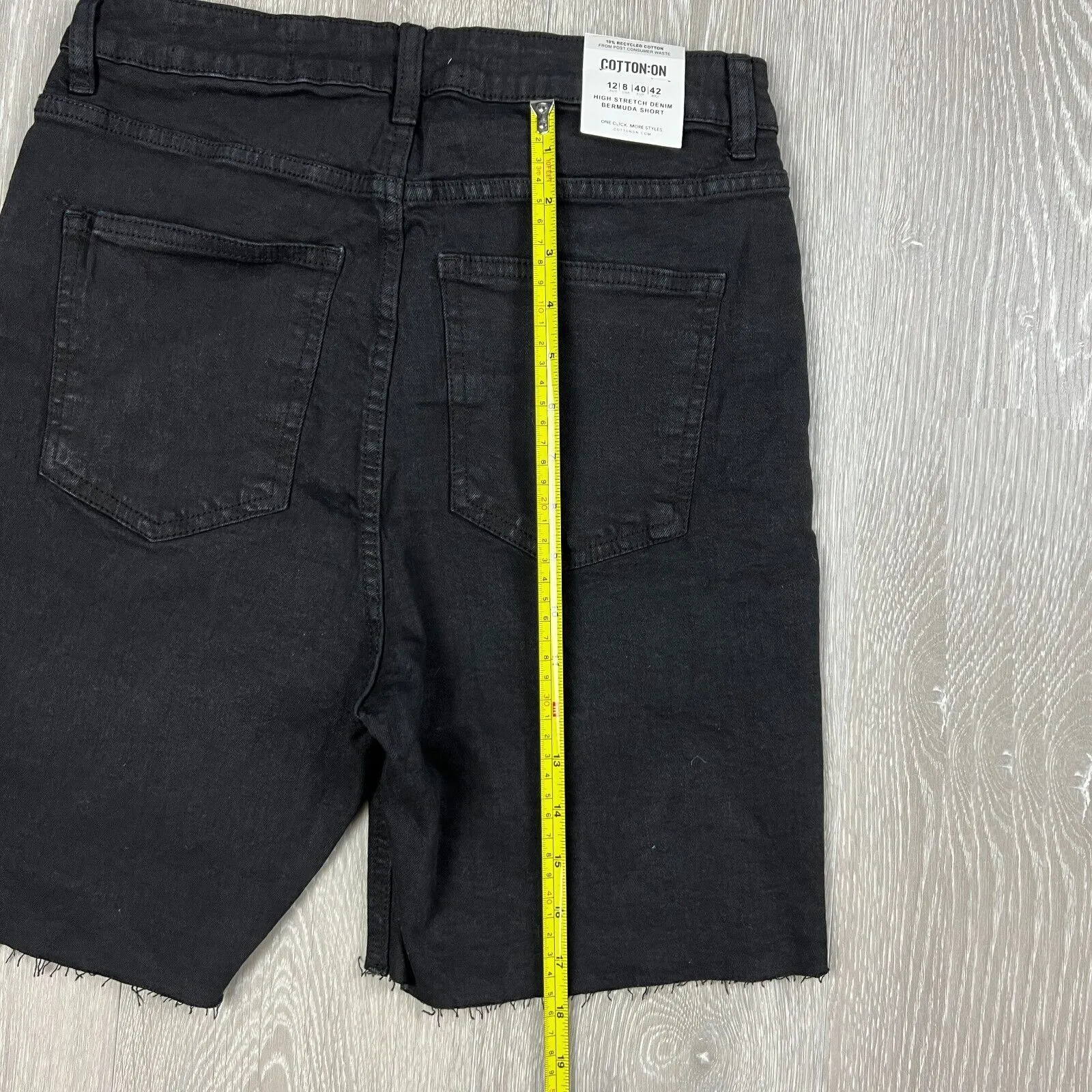 Cotton On Womens Black High Stretch Denim Bermuda Short Size 12 (New)