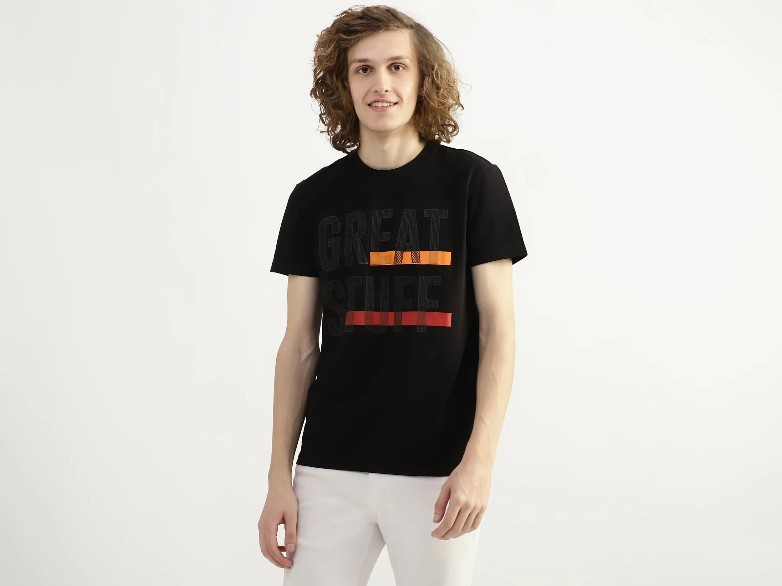 Cotton Printed Round Neck Mens T-shirts