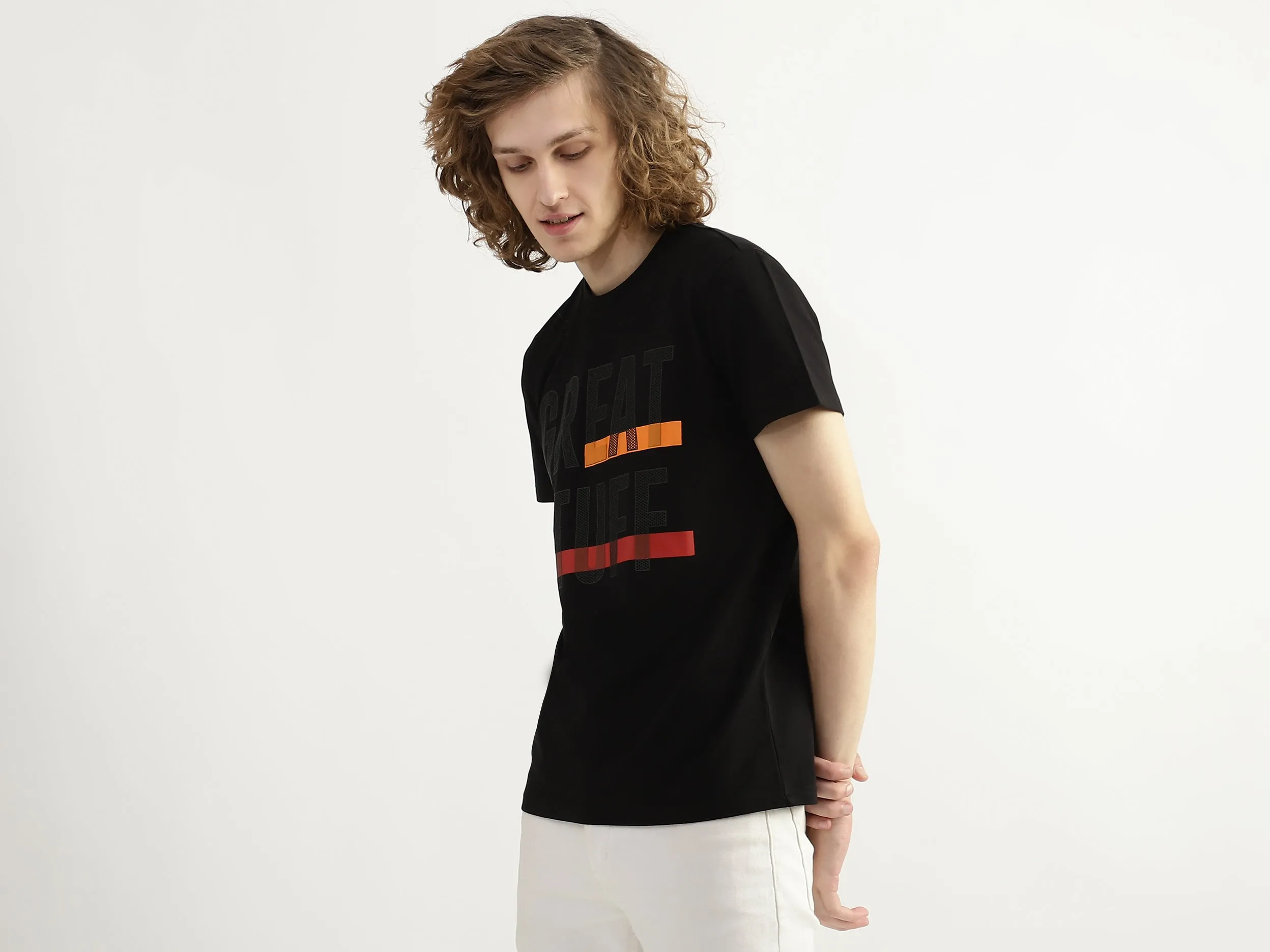 Cotton Printed Round Neck Mens T-shirts