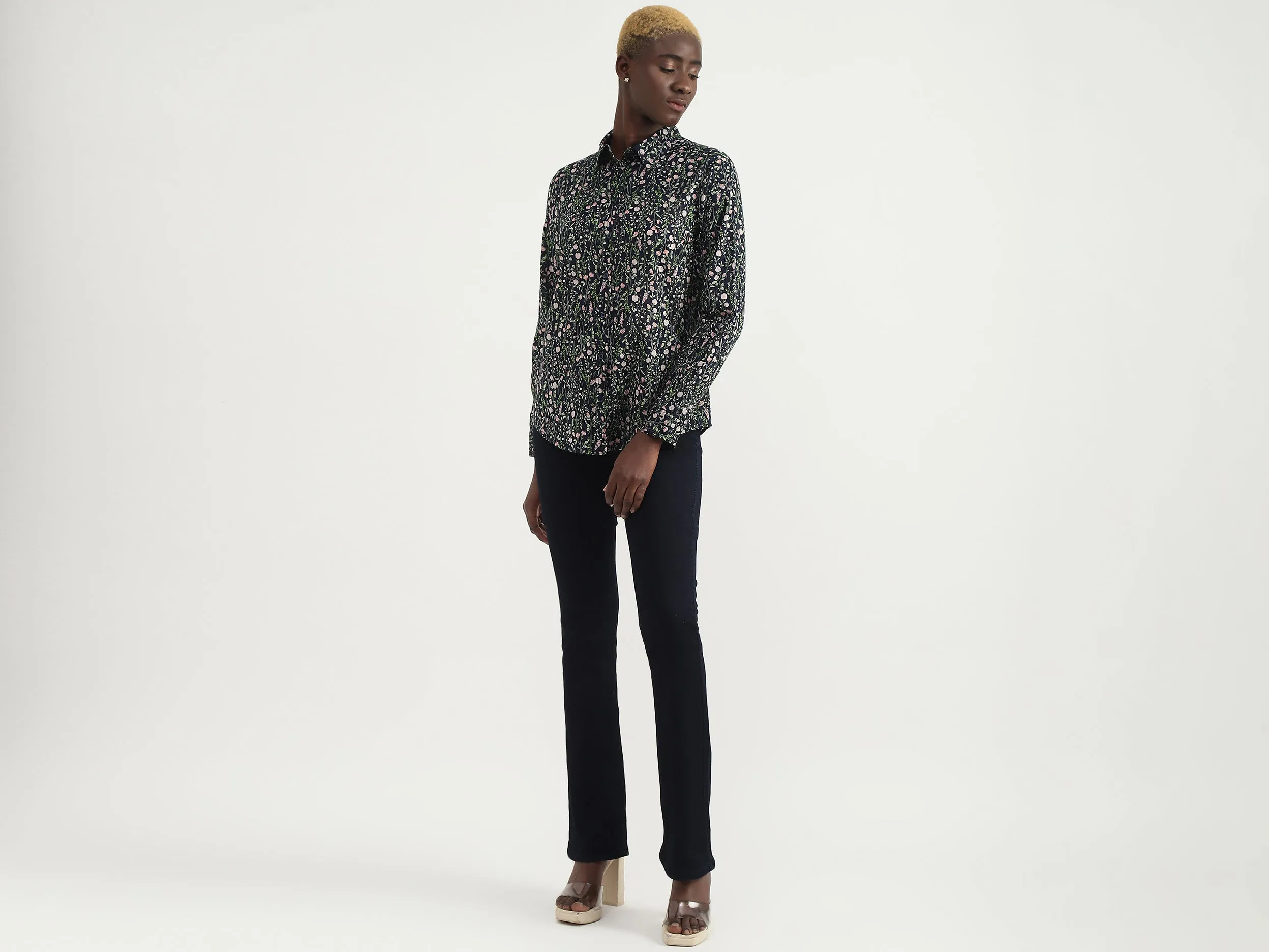 Cotton Printed Spread Collar Women Shirts