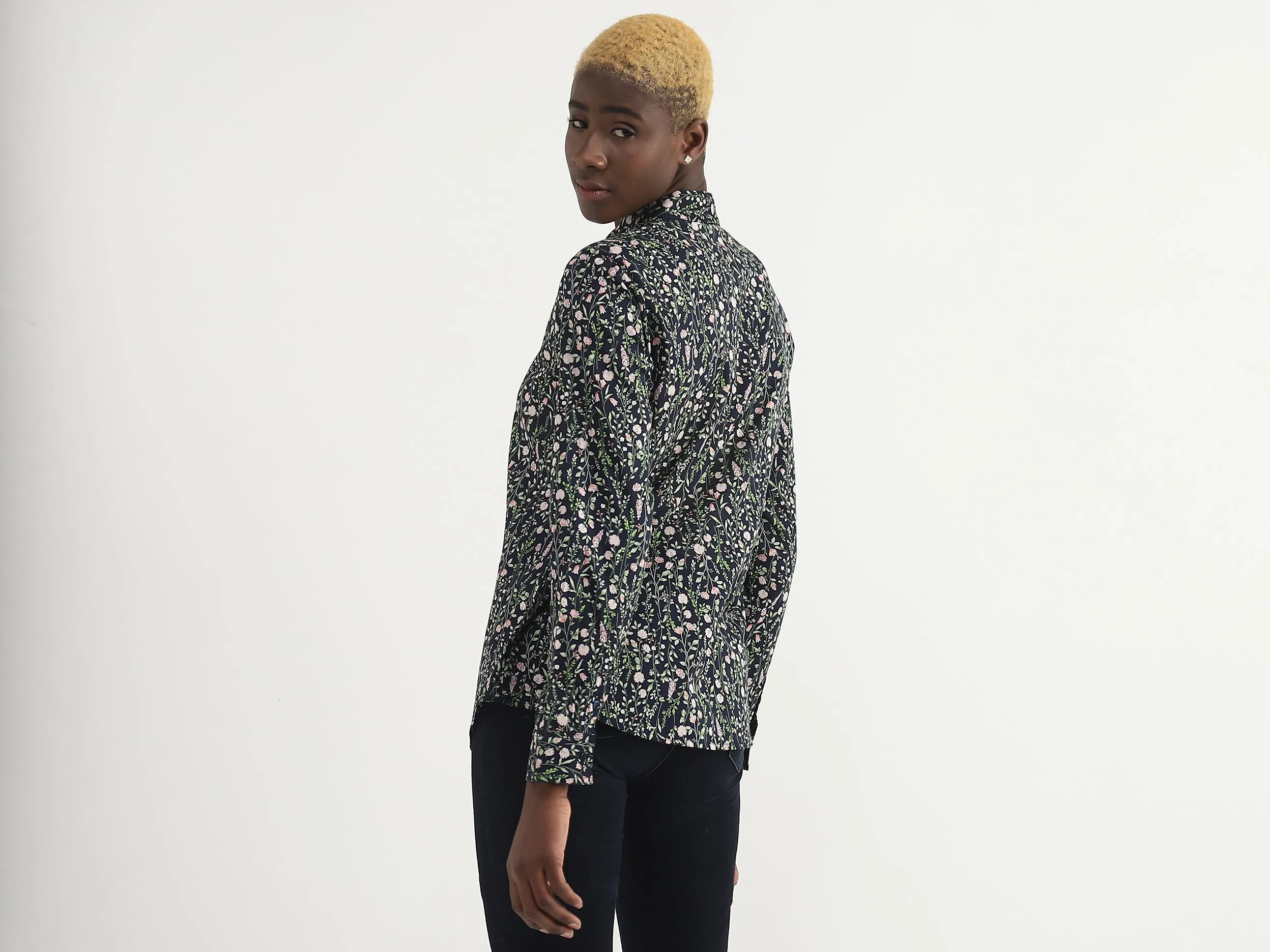 Cotton Printed Spread Collar Women Shirts