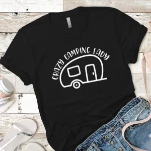 Crazy Camping Lady Premium Tees
