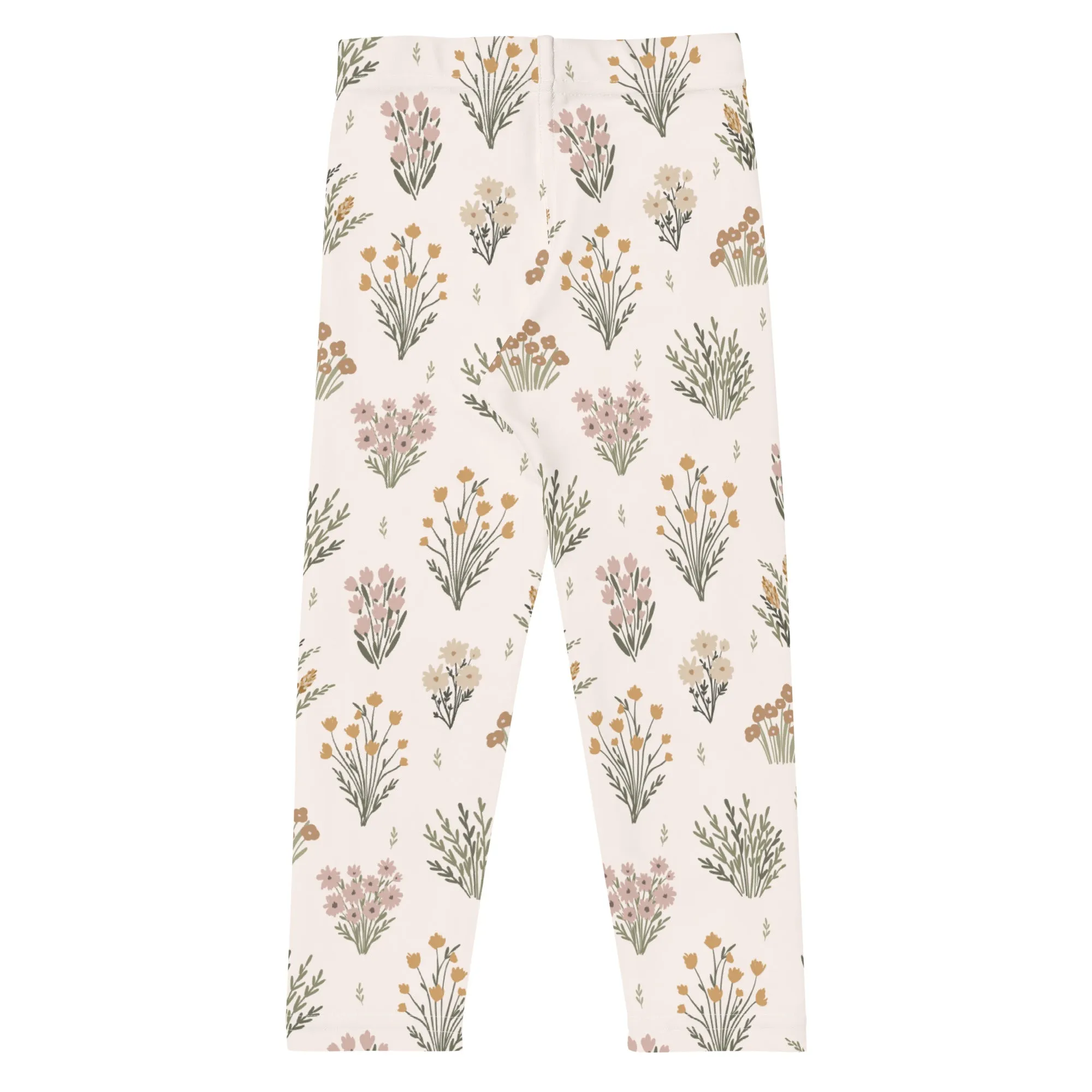 Cream Floral Bouquets Kid's Leggings (2T-7)