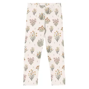 Cream Floral Bouquets Kid's Leggings (2T-7)