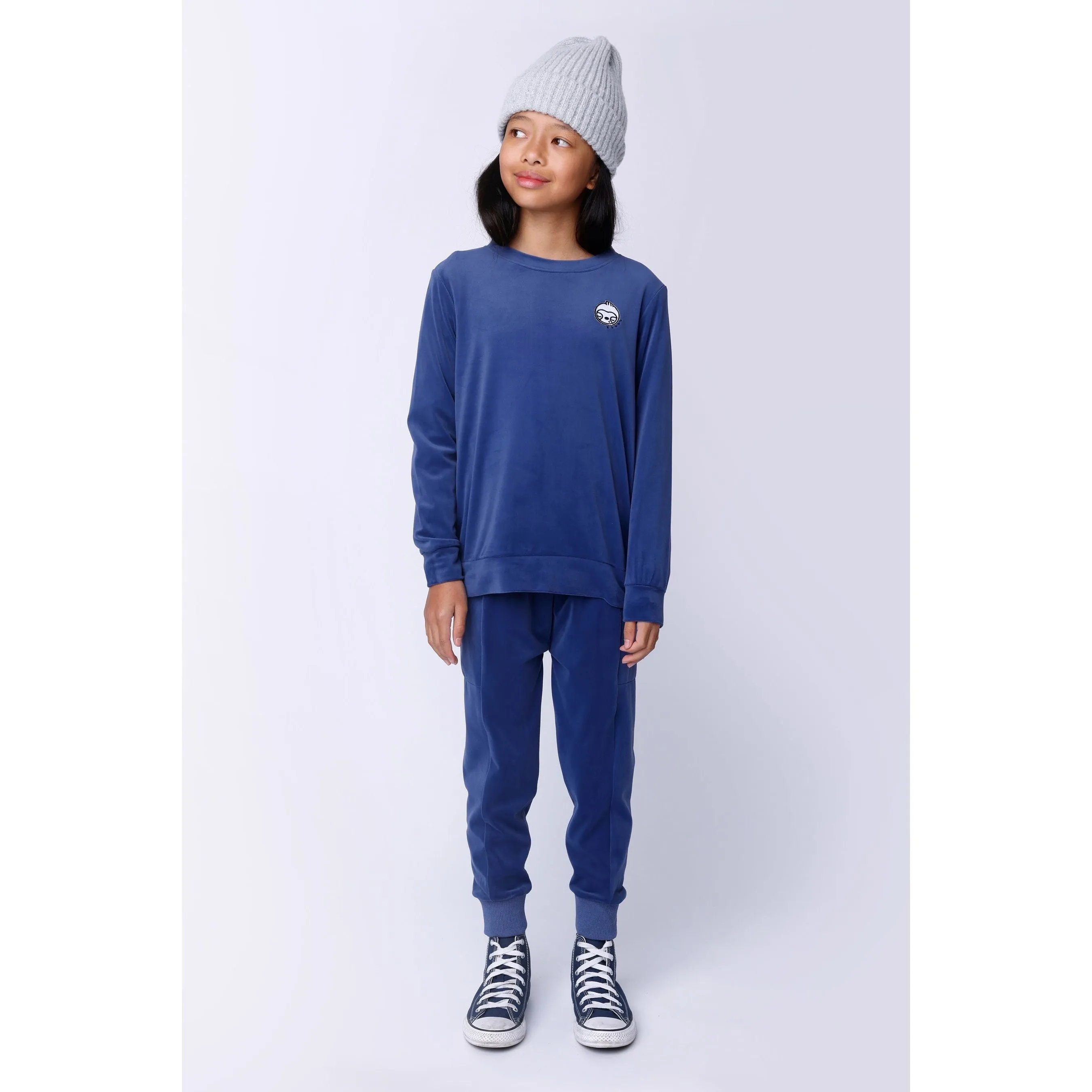 Custom Velvet Trackies - Navy