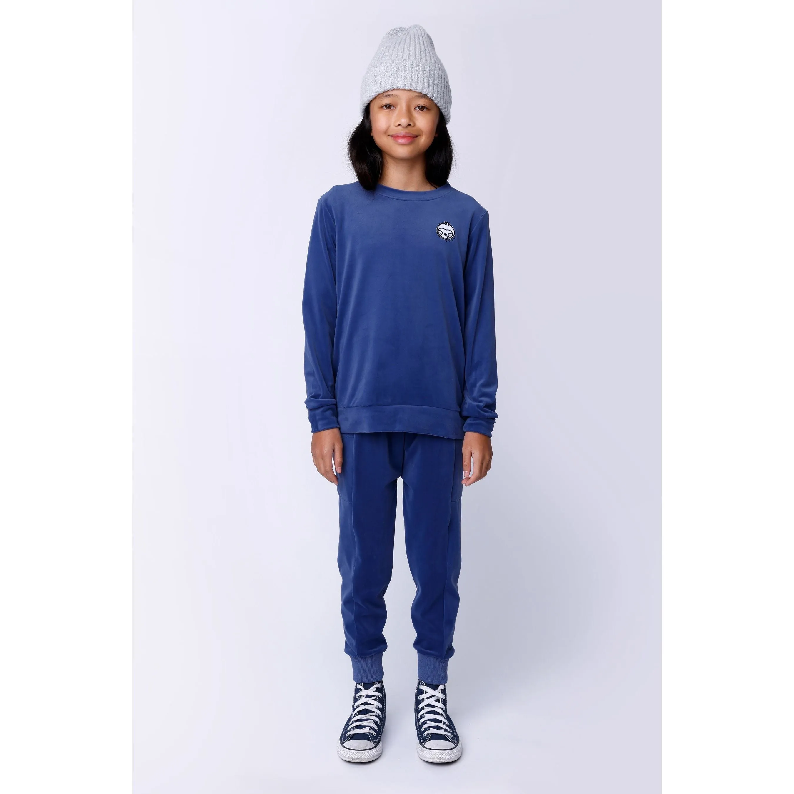 Custom Velvet Trackies - Navy