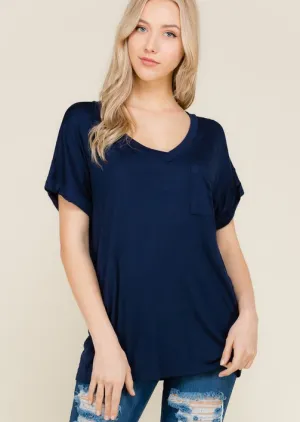 DARIA V NECK DARK BLUE