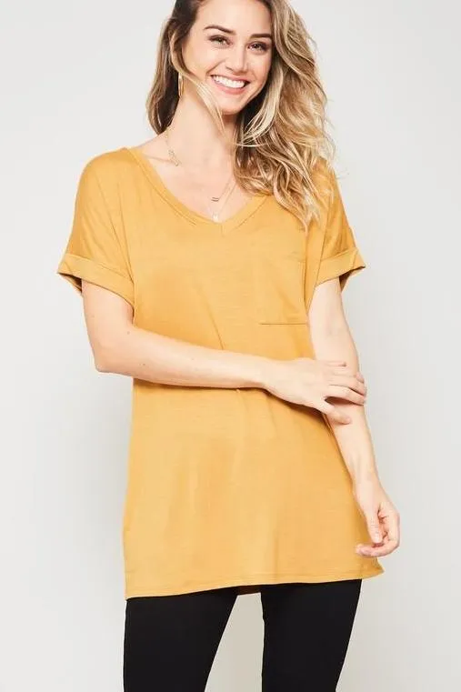 DARIA V NECK MUSTARD