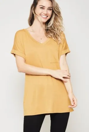 DARIA V NECK TEE BRONZE