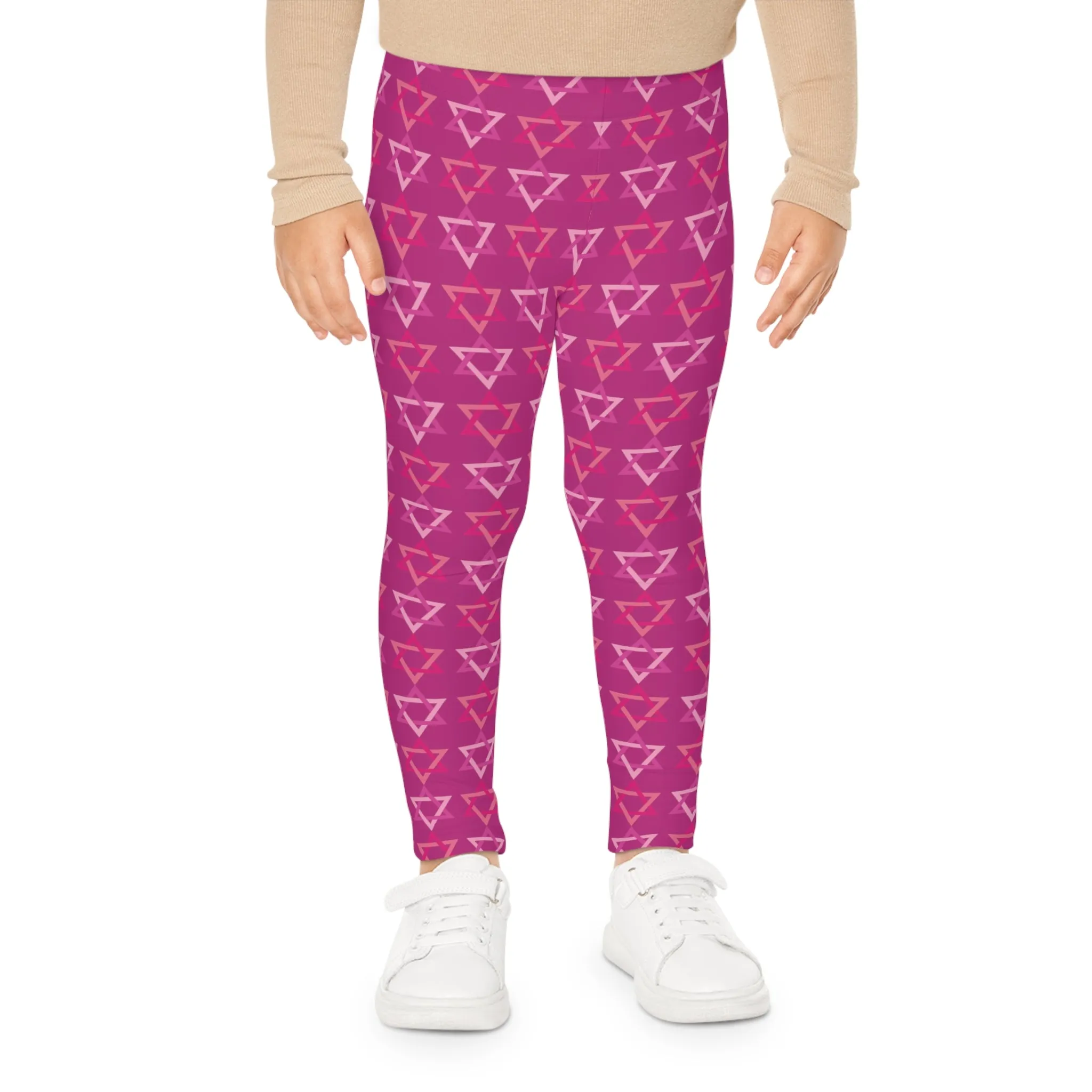 David Pinks Magan David Pattern on Hot Pink Kids Leggings