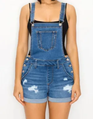 DESTROYED ROLLED CUFF SHORTALLS