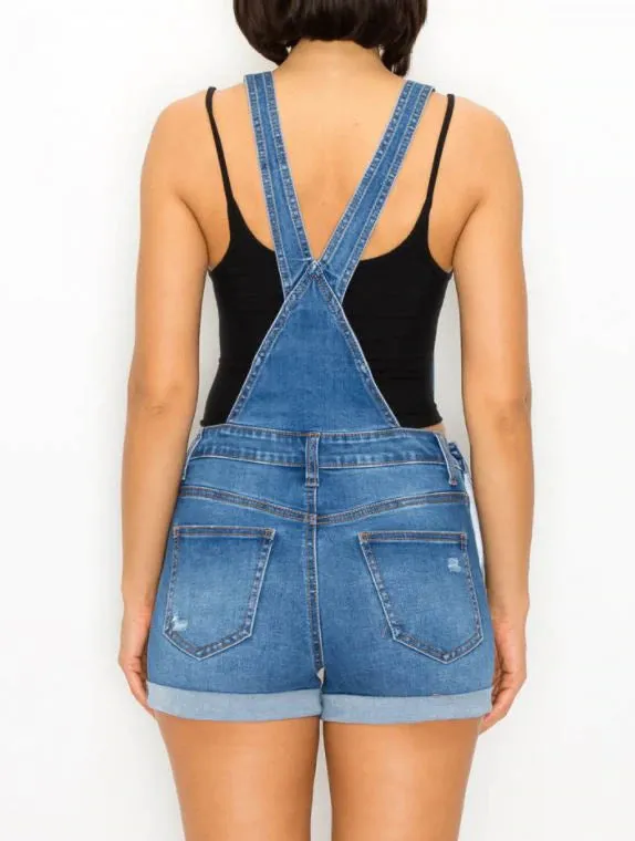 DESTROYED ROLLED CUFF SHORTALLS