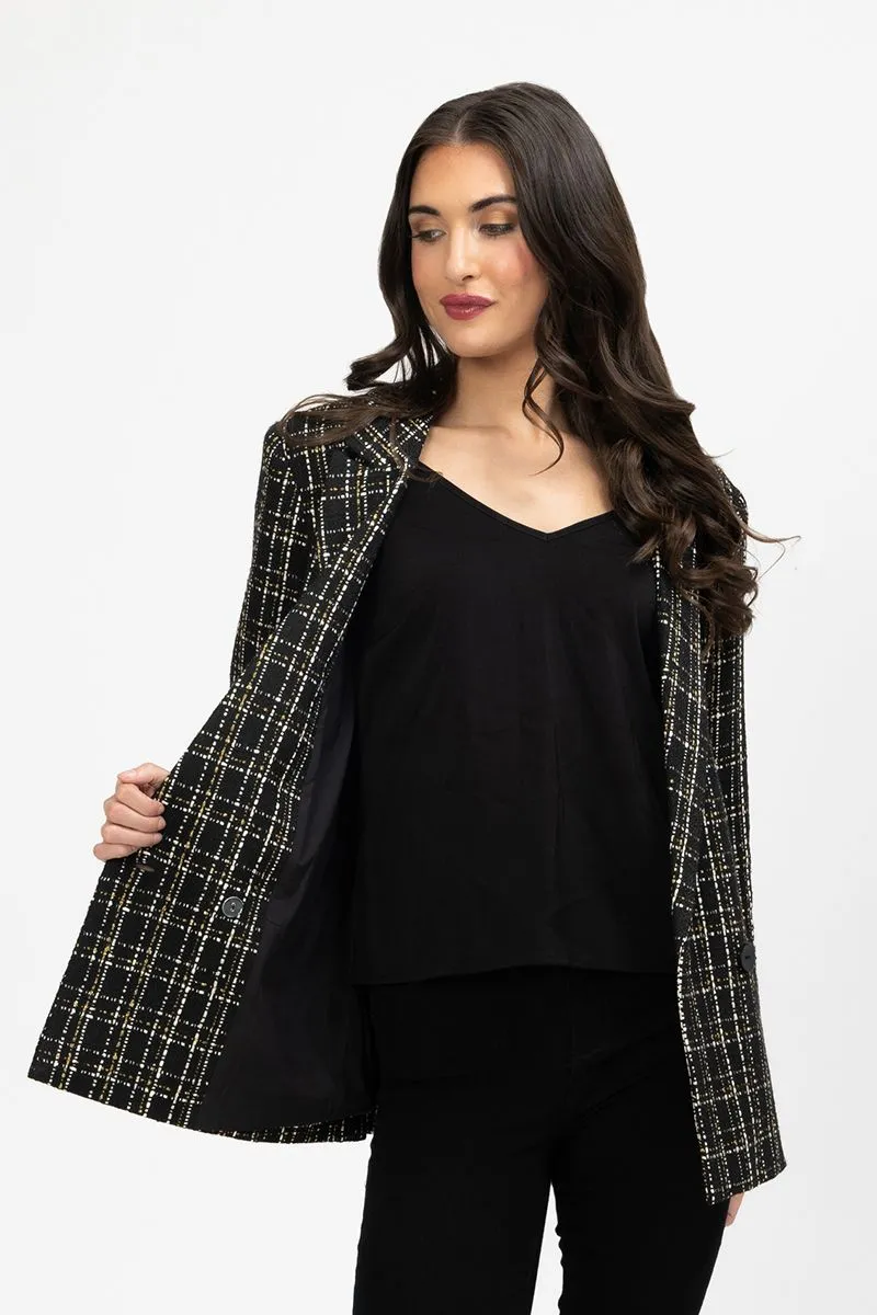 Dylan Blazer - Black Gold Lurex Check