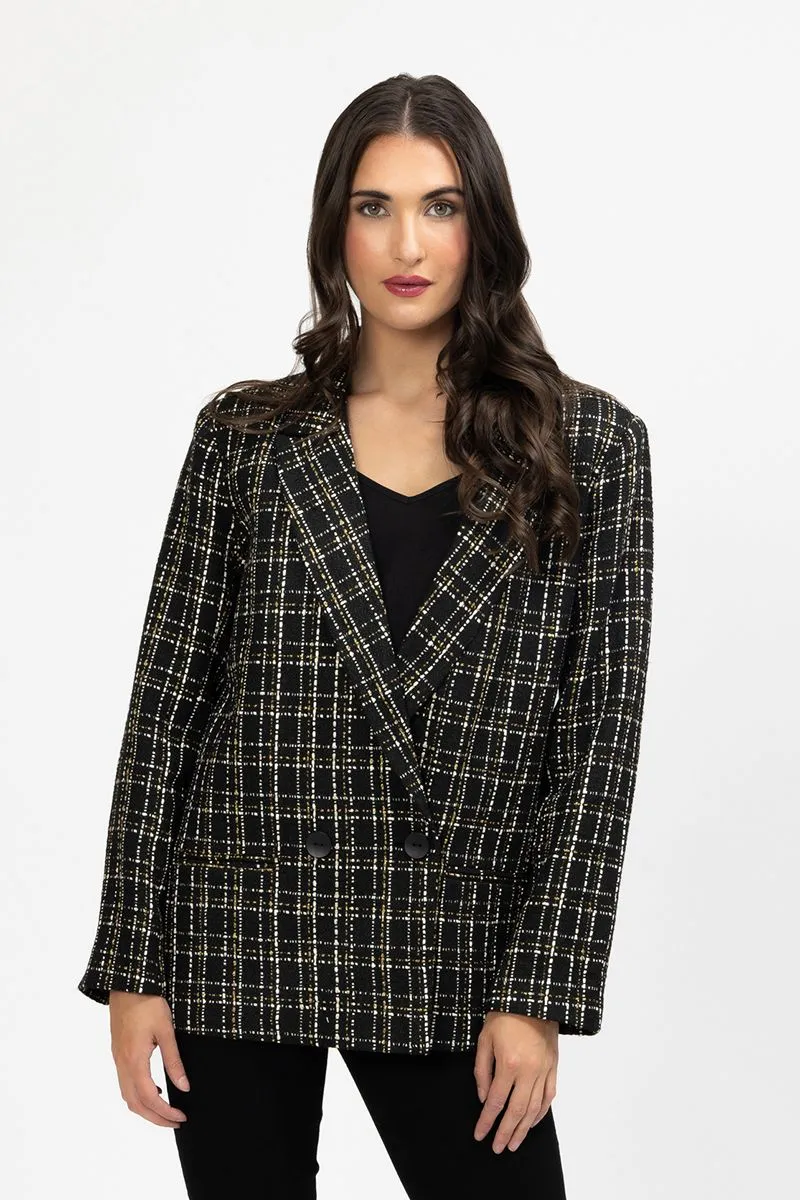 Dylan Blazer - Black Gold Lurex Check