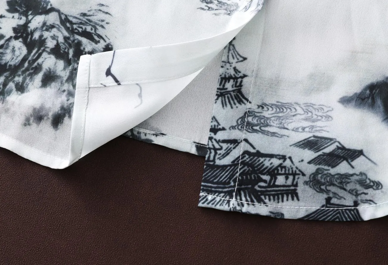 Elegant Watercolor Print Sleeveless Shirt for Women
