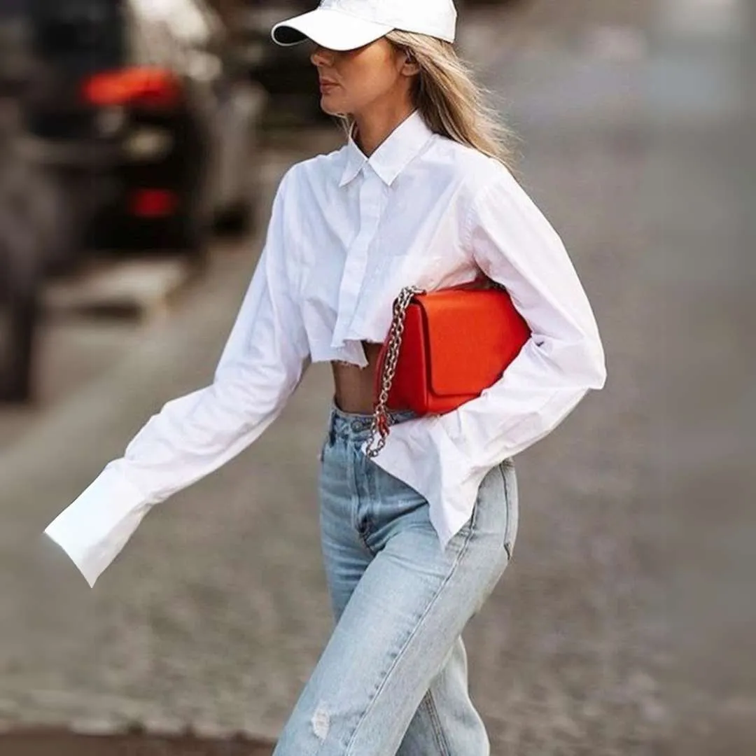 Eleni™ | Trendy Cropped Button-up Shirt