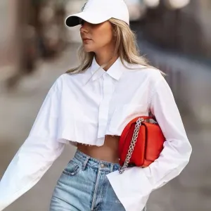 Eleni™ | Trendy Cropped Button-up Shirt