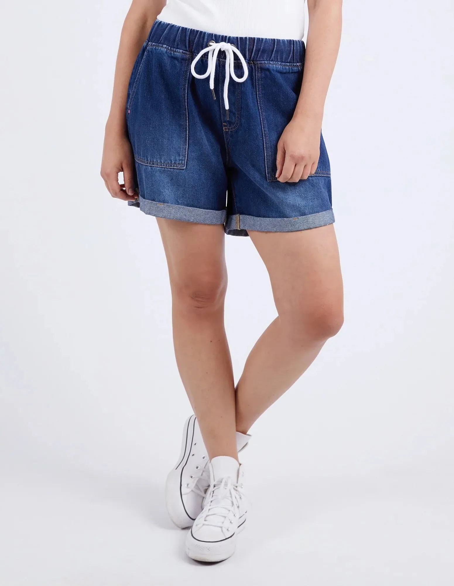 ELM EMMA RELAXED DENIM SHORT DARK BLUE WASH