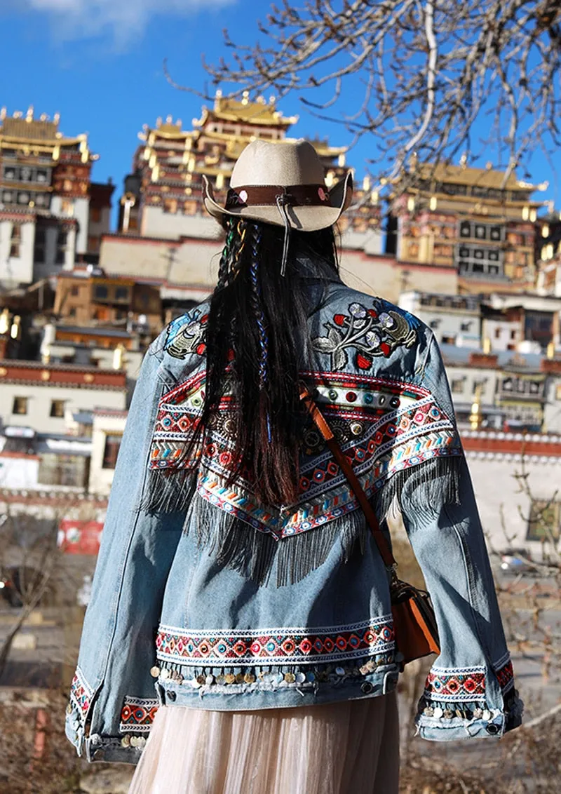 Embroidered Loose Denim Jacket