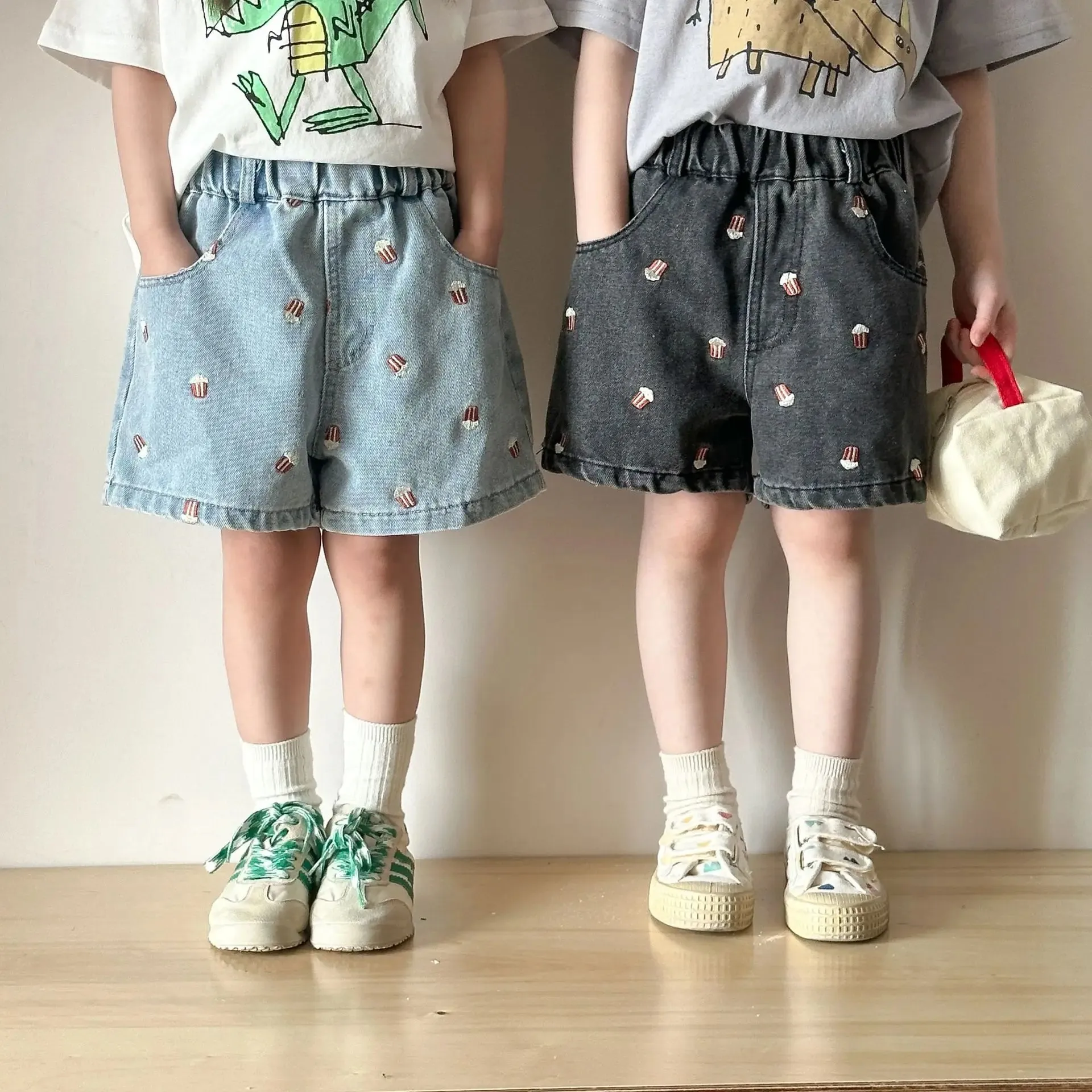 Fashion Print Denim Baby Girl Shorts - Stylish