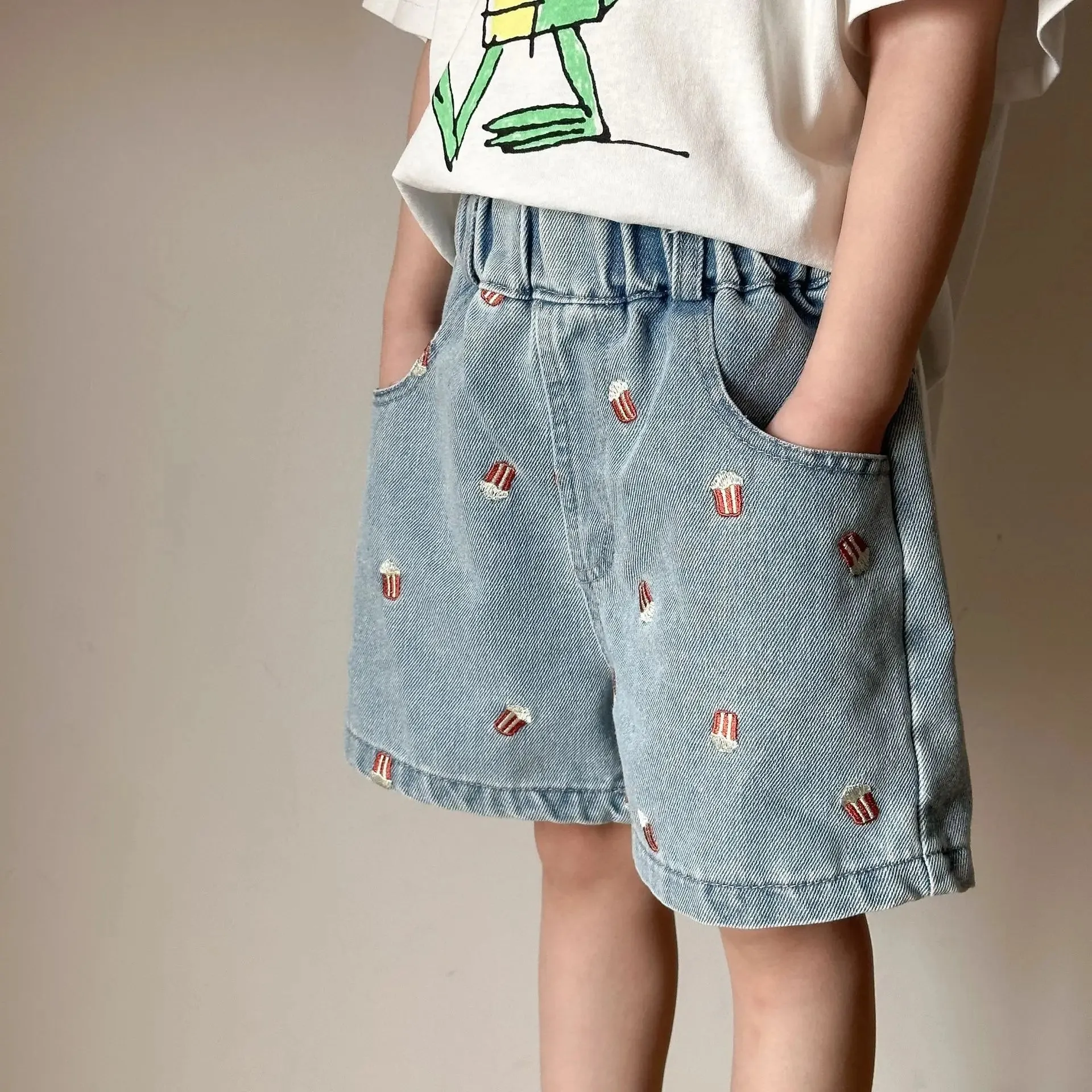Fashion Print Denim Baby Girl Shorts - Stylish
