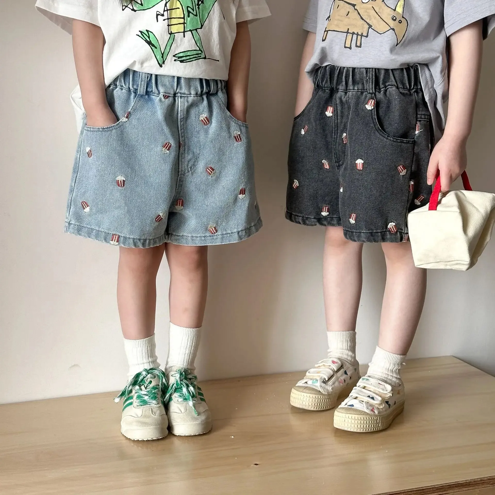 Fashion Print Denim Baby Girl Shorts - Stylish